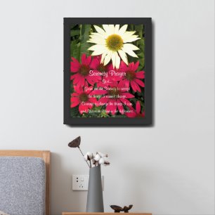 Serenity Prayer Red Coneflowers Floral Framed Art