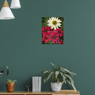 Serenity Prayer Red Coneflowers Floral Poster