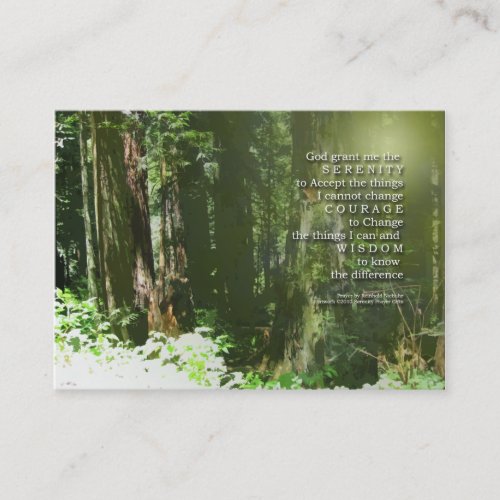 Serenity Prayer Redwoods Business Card