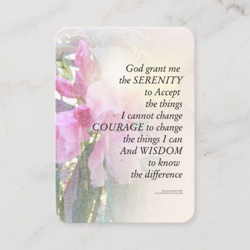 Serenity Prayer Rhodie Glow Business Card