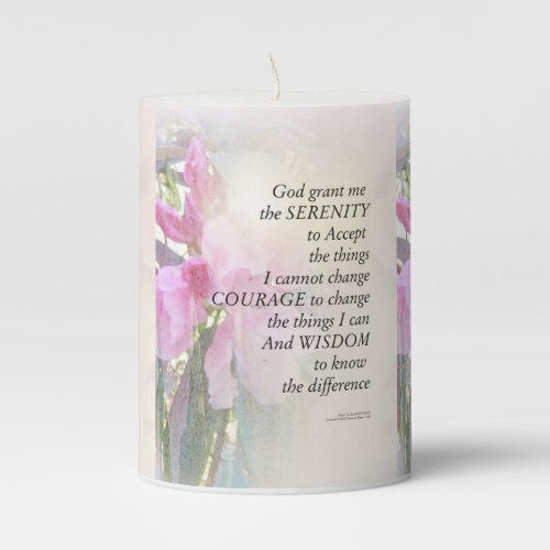 Serenity Prayer Rhodie Glow Pillar Candle