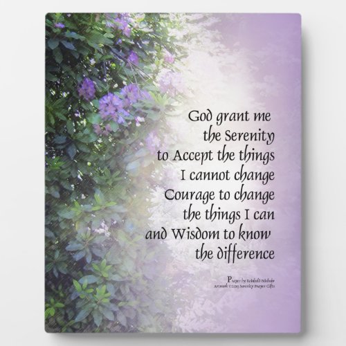 Serenity Prayer Rhododendron and Creek Plaque