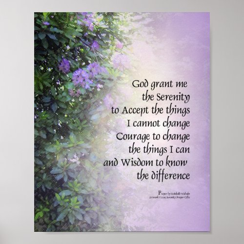Serenity Prayer Rhododendrons and Creek Poster