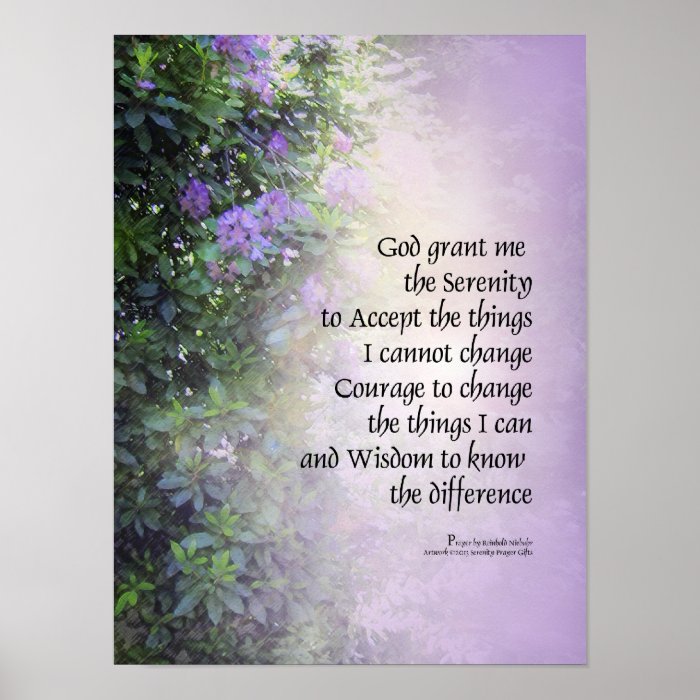 Serenity Prayer Rhododendrons and Creek Print