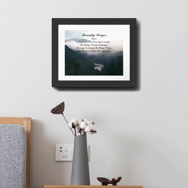 Serenity Prayer River Valley Landscape Framed Art (Bedside)