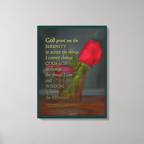 Serenity Prayer Rose in Glass Canvas Print