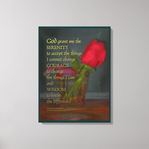 Serenity Prayer Rose in Glass Canvas Print