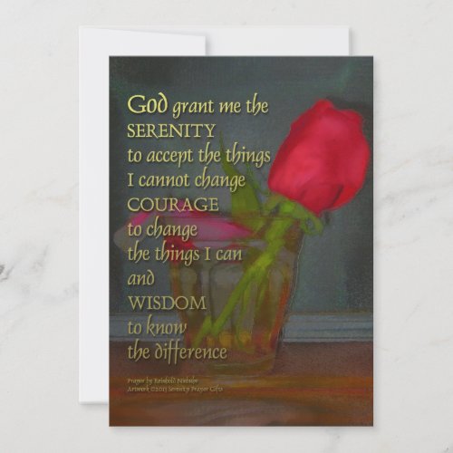 Serenity Prayer Rose in Glass Invitation