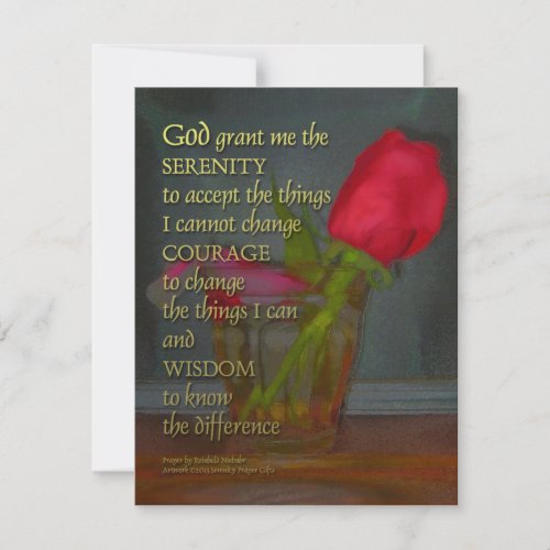 Serenity Prayer Rose in Glass Invitation