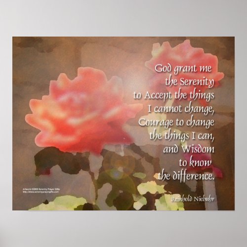 Serenity Prayer Roses Poster