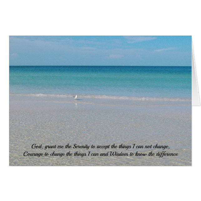 Serenity Prayer Sea Gull an the Beach Cards (Front Horizontal)