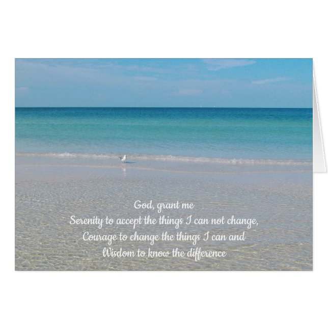Serenity Prayer Sea Gull an the Beach Cards (Front Horizontal)