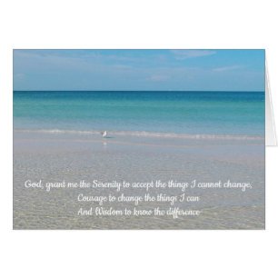 Serenity Prayer Sea Gull an the Beach Cards