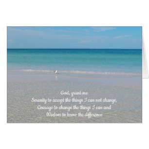 Serenity Prayer Sea Gull an the Beach Cards