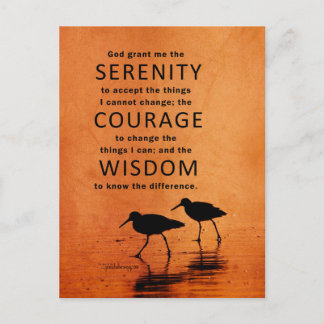 Serenity Prayer (Seagulls, Beach, God Grant Me) Postcard