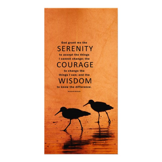 Serenity Prayer: Seagulls/Beach, Strength/Recovery Card (Front)