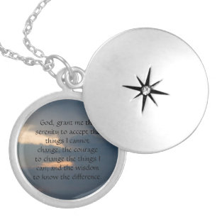 serenity prayer silver plated necklace