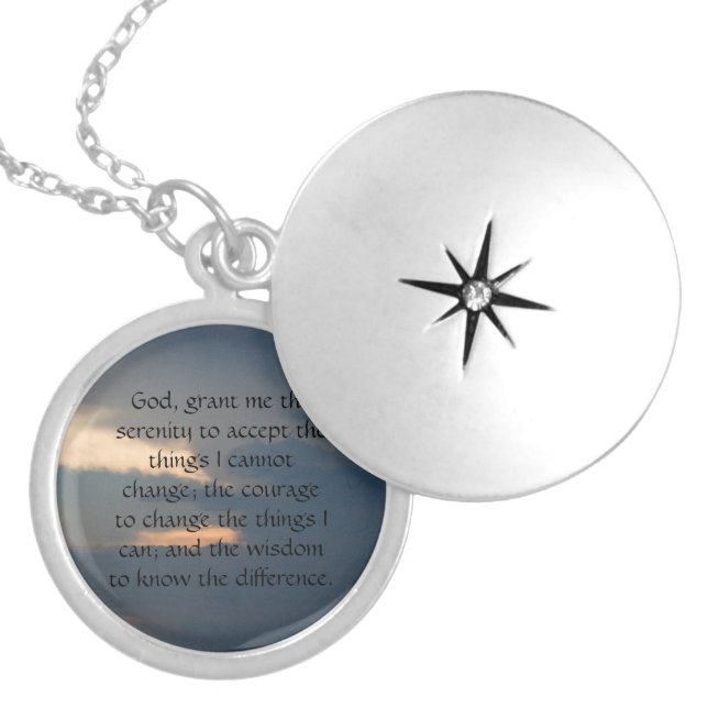 serenity prayer silver plated necklace (Front)
