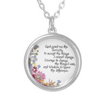 Serenity Prayer Silver Plated Necklace by SimoneSheppardDesign at Zazzle