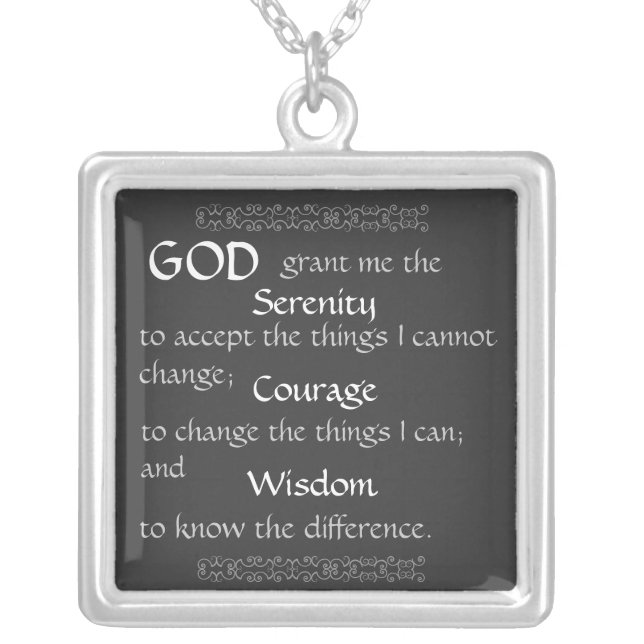 Serenity Prayer Silver Plated Necklace (Front)