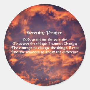 Serenity Prayer Sky Clouds Inspirational  Classic Round Sticker