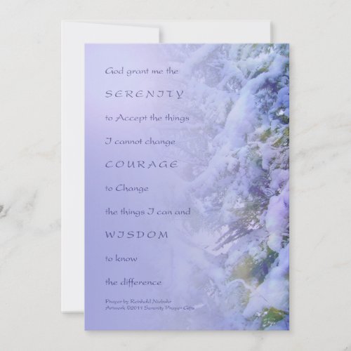 Serenity Prayer Snow on Pine Branches Invitation