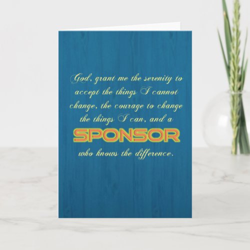 Serenity PrayerSponsor Funny Sobriety Card