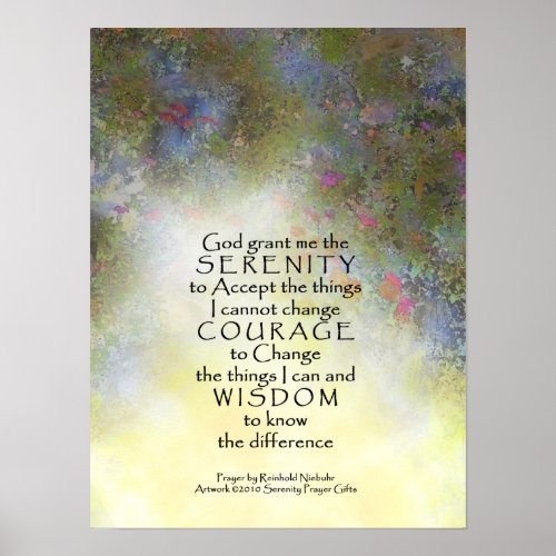 Serenity Prayer Spring Flowers and Rocks Print