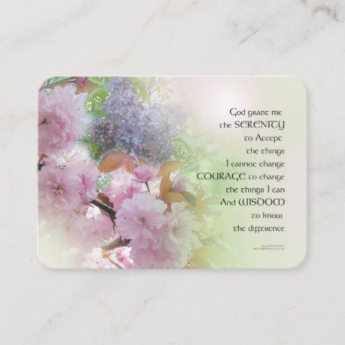 Serenity Prayer Spring Flowers Business Card