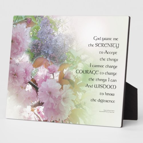 Serenity Prayer Spring Flowers Plaque