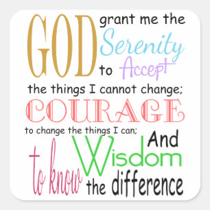Serenity Prayer Square Sticker