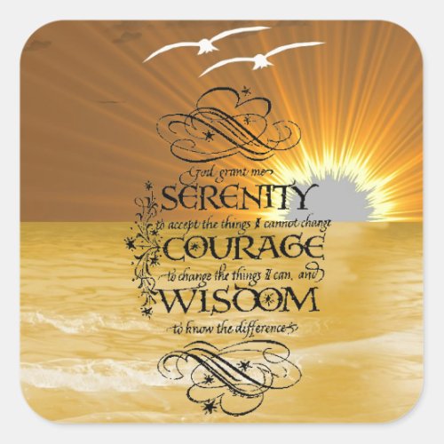 Serenity Prayer Square Sticker