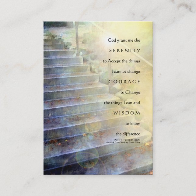 Serenity Prayer Steps Yellow Blue Business Card (Front)