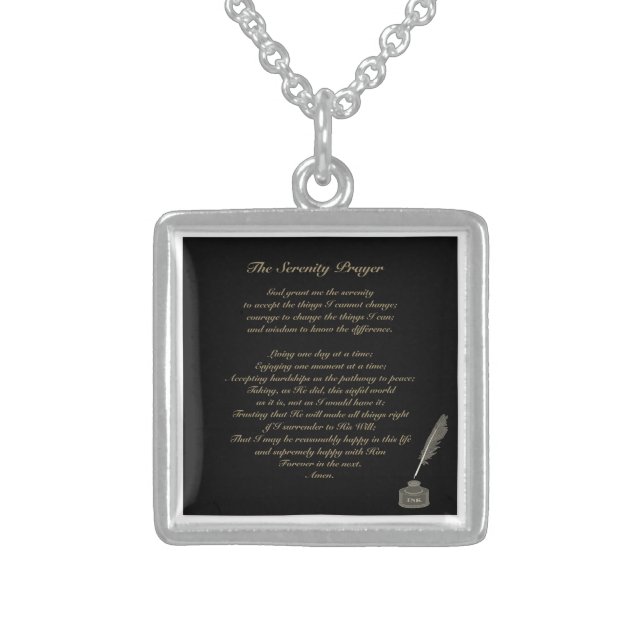 Serenity Prayer Sterling Silver Necklace (Front)