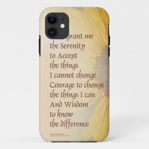Serenity Prayer Sunflower Blend iPhone 11 Case