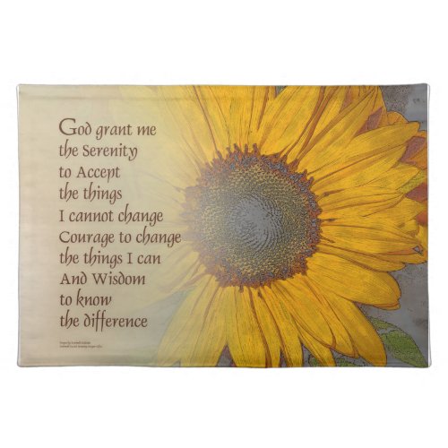 Serenity Prayer Sunflower Blend Cloth Placemat