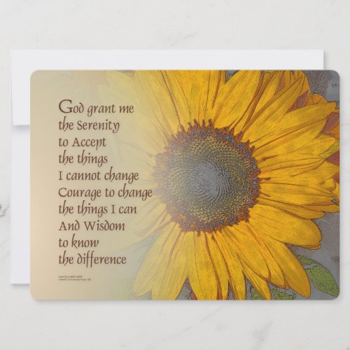 Serenity Prayer Sunflower Blend Invitation
