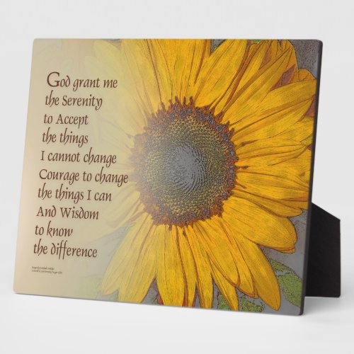 Serenity Prayer Sunflower Blend Plaque