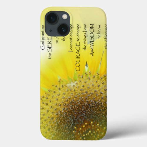 Serenity Prayer Sunflower Glow iPhone 13 Case