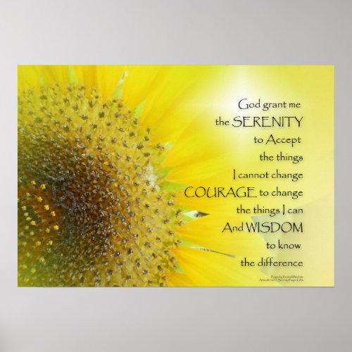 Serenity Prayer Sunflower Glow Poster