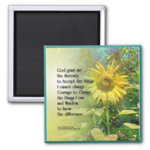 Serenity Prayer Sunflower Magnet