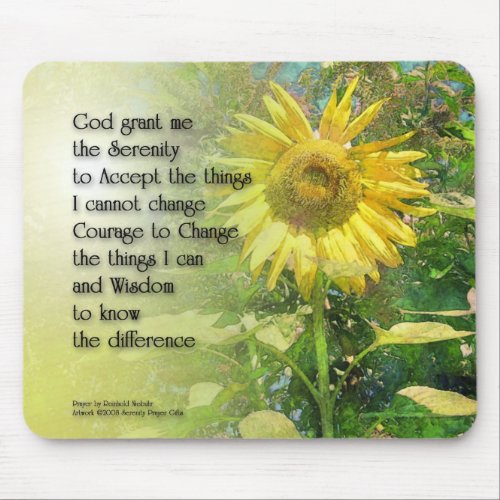 Serenity Prayer Sunflower Mouse Pad