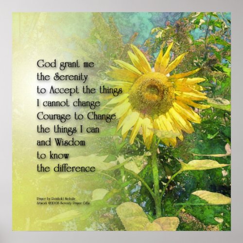 Serenity Prayer Sunflower Poster