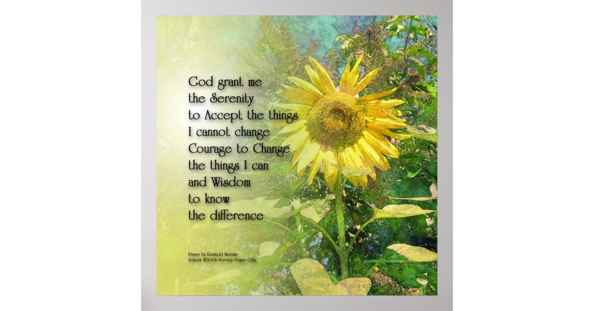 Serenity Prayer Sunflower Poster | Zazzle.com