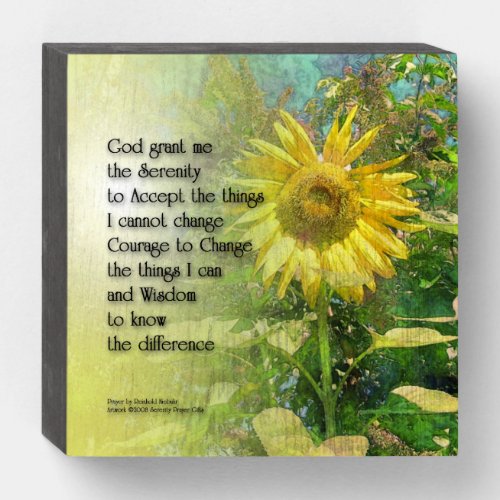 Serenity Prayer Sunflower Wooden Box Sign