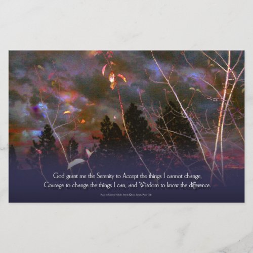 Serenity Prayer Sunrise Early Dawn Stationery