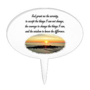 SERENITY PRAYER SUNRISE PHOTO DESIGN CAKE TOPPER