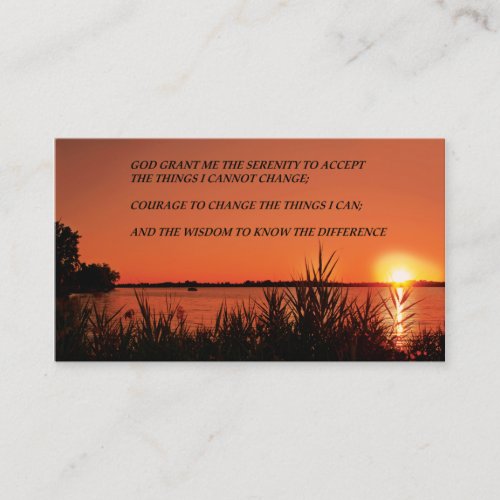 Serenity Prayer Sunset Business Card