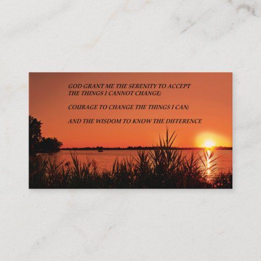 Customizable Serenity Prayer Sunset Business Cards