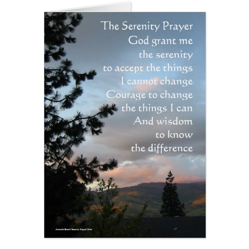 Serenity Prayer Sunset Card